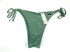 NWT Hollister HIGH-LEG Green Glitter Cheeky Bikini Bottom V Shape Size M