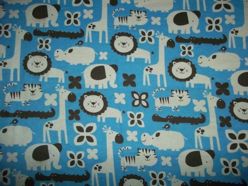 Handmade flannel 2 pc.crib/toddler sheet set ZOO Animals /Blue/Unisex - Picture 2 of 2