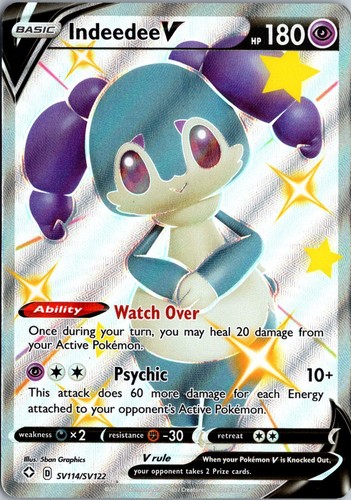 Indeedee V SV114/SV122 Holo V Rare Shining Fates Shiny Vault Pokemon Holo NM