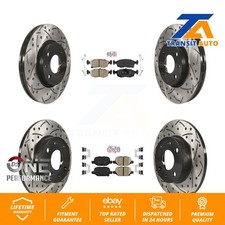 Front Rear Ceramic Pad Coated Drilled Slotted Disc Brake Rotors Kit For Fiat 500