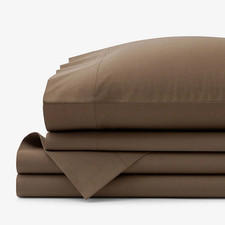 Company Cotton  Classic Cool Cotton Percale Bed Sheet Set - Mocha