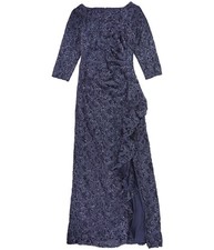 Alex Evenings Womens Sequined Gown Dress, medblue, 8