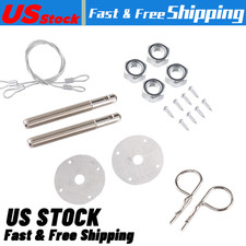 Racing Billet Mount Hood Pin Plate Bonnet Lock Latches Trim Kit Universal