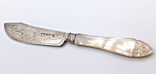 Antique Sterling Silver Fish Knife Hallmarked 1872 H&T Mother Of Pearl 43g 18+