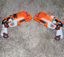 NERF Zombie Strike Dart Blaster Lot of 2 w/ Foam Darts Orange/Gray/Black