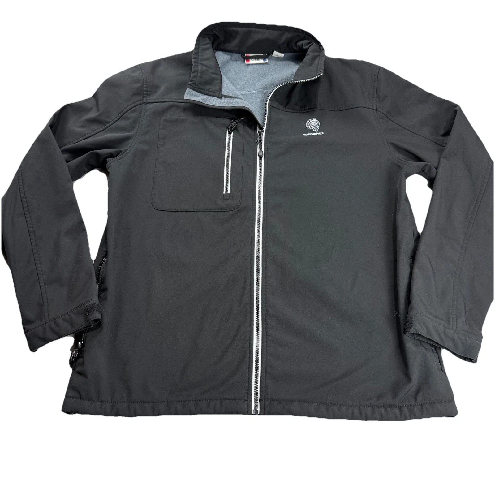 Clique Men L Black Softshell Jacket Full Zip Fleece Lined Zip Pockets NorthRiver