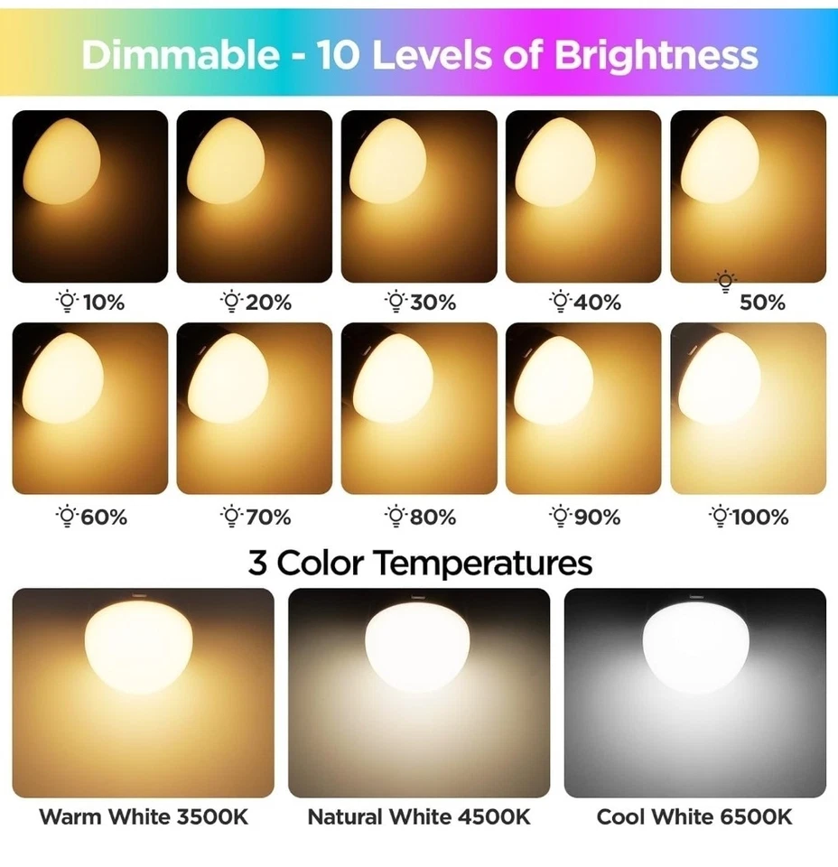 Rechargeable Battery Operated Light Bulb with Remote Control 2 Packs, 350LM Dim - Image 3 of 4