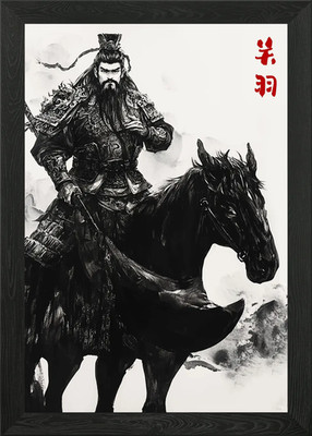 Guan Yu zu Pferd gerahmtes Wandbild Poster Leinwanddruck Bild