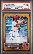 JJ Wetherholt 2025 Bowman Chrome Autographs Auto True Gold /50 PSA 9