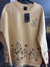 NWT XL Winnie The Pooh Floral Embroidered Yellow Sweatshirt