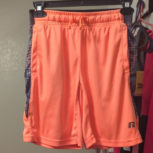 Russell Dri-Power 360 Boys Athletic Shorts L (10-12) Orange/Blue Pockets