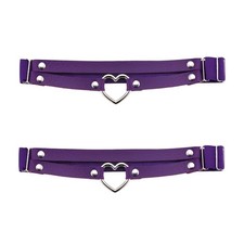 alisikee 2Pcs Adjustable Heart Leg Garter Belt, Elastic One Size, Purple