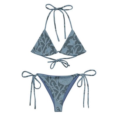 Botanical Floral Pattern Women String Bikini Swimsuit Beachwear