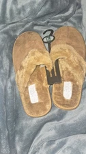 EASY USA Women’s Faux Fur Slippers Size L – Brown Plush Cozy Indoor House Shoes