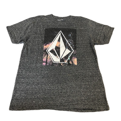 Volcom T-Shirt Damen Medium Grey Heather Graphic Print Crew Neck Pullover Tee