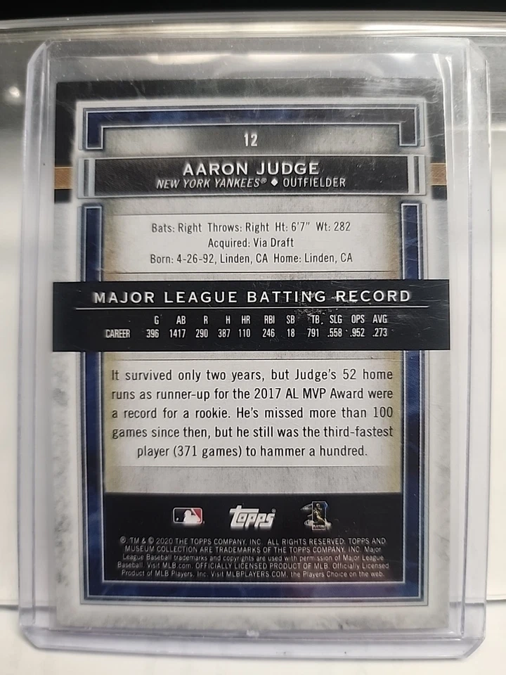 2020 Topps Museum Collection - Aaron Judge #12 - Image 2 of 2