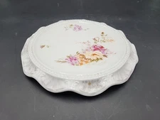 Antique CT Germany China Rose Motif Tea Tile Trivet Carl Tielsch & Co. C. 1910's