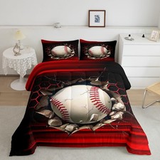 Baseball Comforter Set Twin Size Abstract Ombre Comforter for Boys Girls Teen...