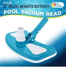 12" Deluxe Weighted Butterfly Pool Vacuum Head, Swivel Hose Connection, Pole...