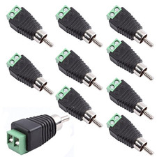 RCA Male Plug to AV Screw Terminal Audio/Video Connector 10-Pack, RCA Plugs for