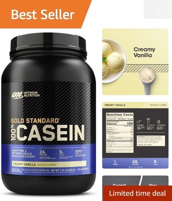 100% Casein Protein Powder - Creamy Vanilla, Ideal for Muscle Recovery