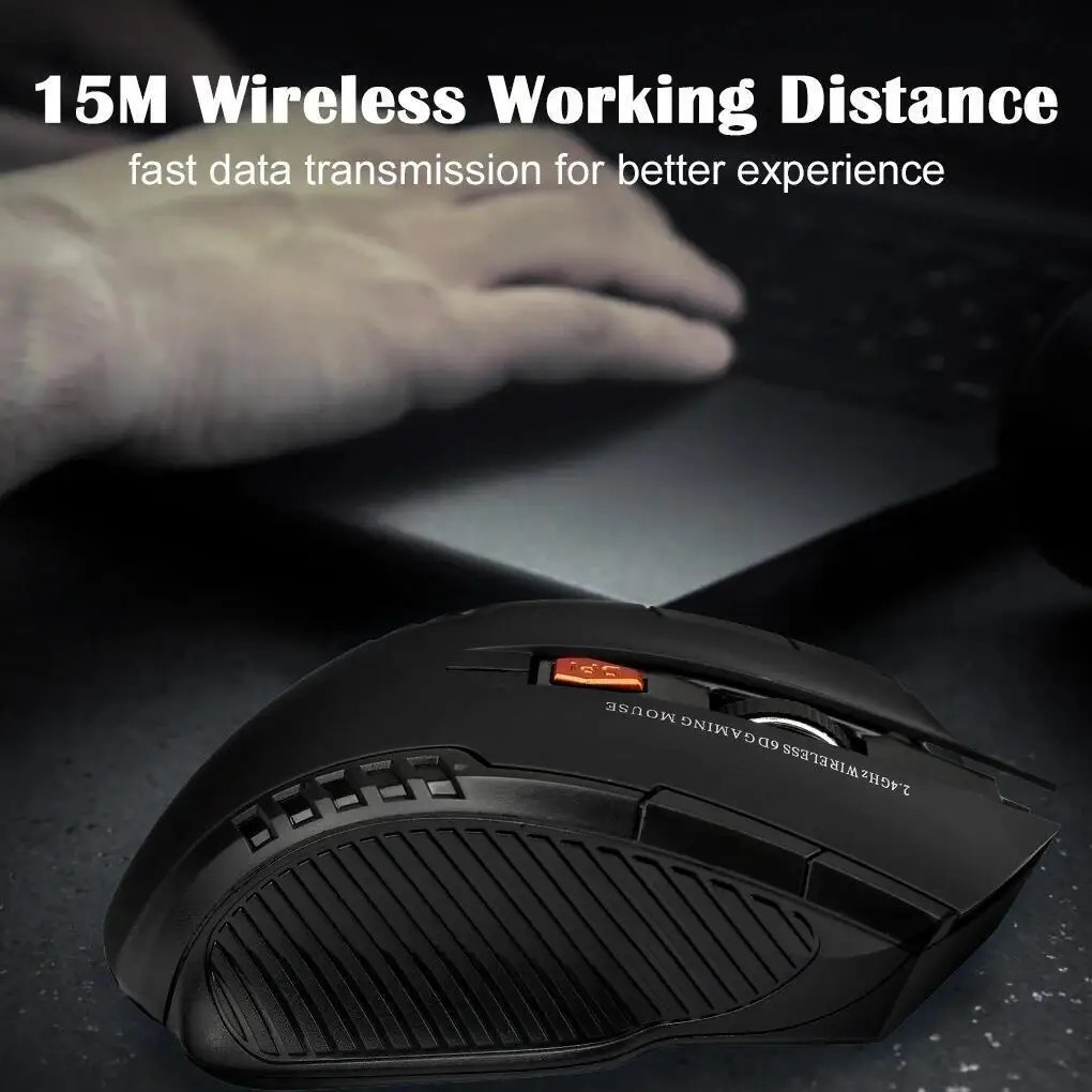 BLACK WIRELESS CORDLESS 2.4ghZ MOUSE USB DONGLE OPTICAL SCROLL FOR PC LAPTOP MAC