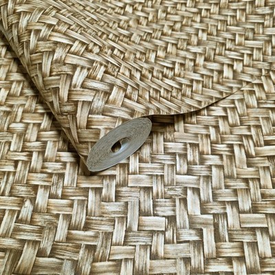 Faux woven basket weave zig-zag textured soft brown vinyl contemporary Wallpaper