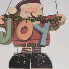 Vintage Hanging Wooden Santa Christmas Decor