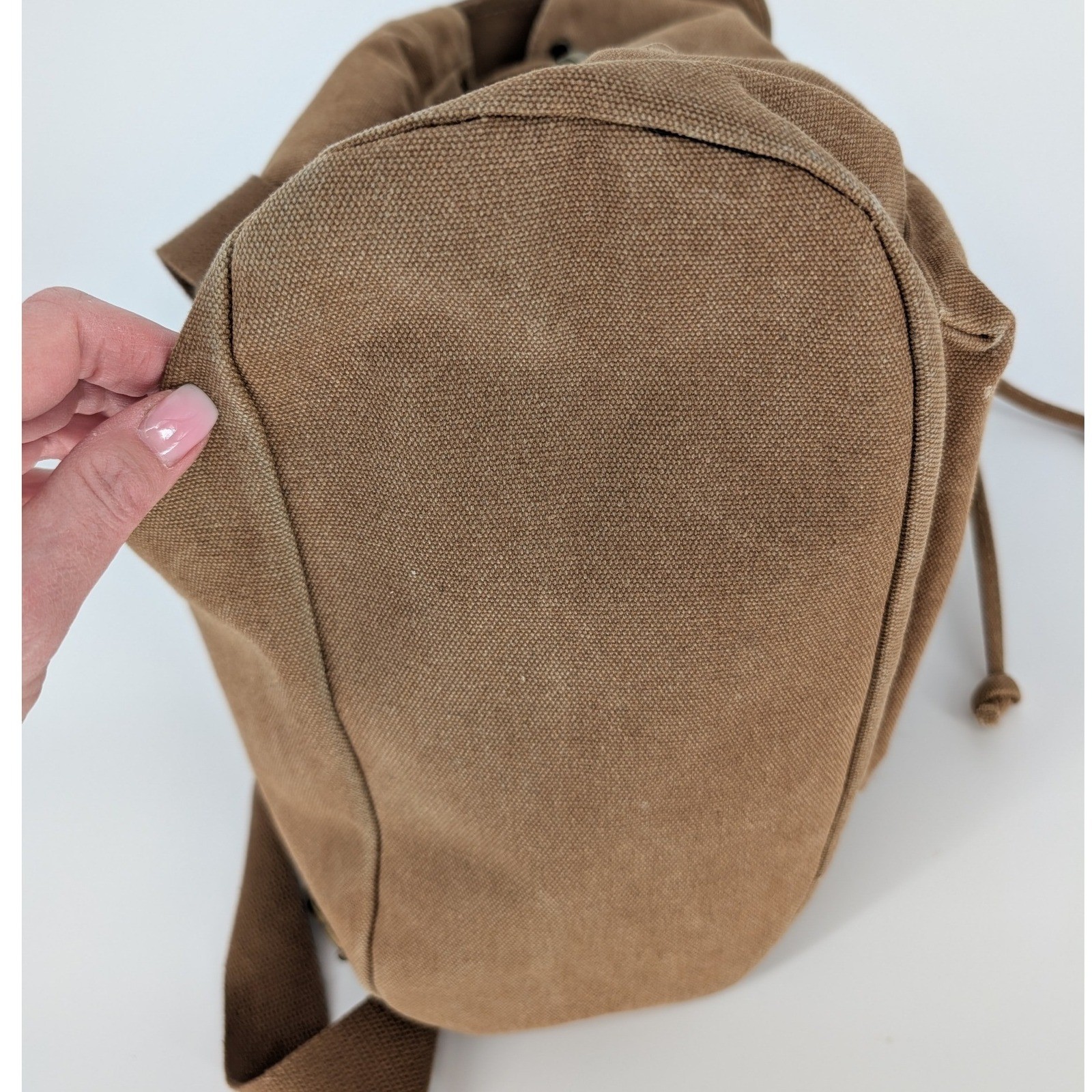 Lior Canvas Backpack Medium Brown Drawstring Flap… - image 10