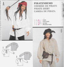 Burda Pattern 7332 Mens Costume Pirate Medieval/Renaissan Peasant Shirt Sz 38-48