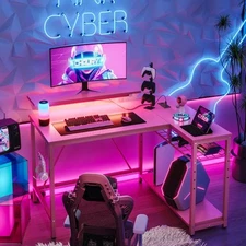 Office Small Gaming Corner Table Pink Computer Desk Studying Workstation Desk