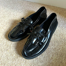 Women’s Black Leather Slip-On Loafer Work Shoes