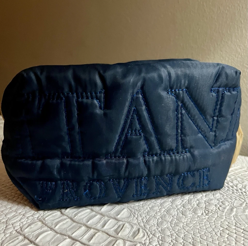 Bolso de Maquillaje L'Occitane Azul Marino Acolchado Logo Cremallera Viaje Foto 3 de 4