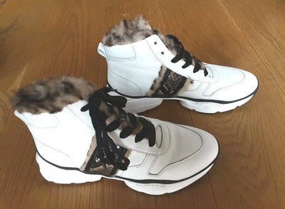 Damen Kämpgen Handmade Stiefel, Größe 38,5, Farbe: Bianco - Leopardo