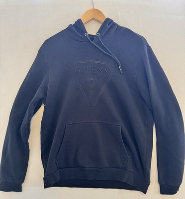 GUESS Los Angeles Men s Black Logo Fleece Pullover Hoodie Regular Fit L Pockets