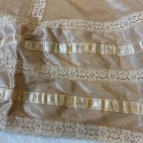 INTERLUDES BY CIRA LINGERIE SLIP Nude /EYELET LACE TRIM LONG ADJUSTABLE NOS 