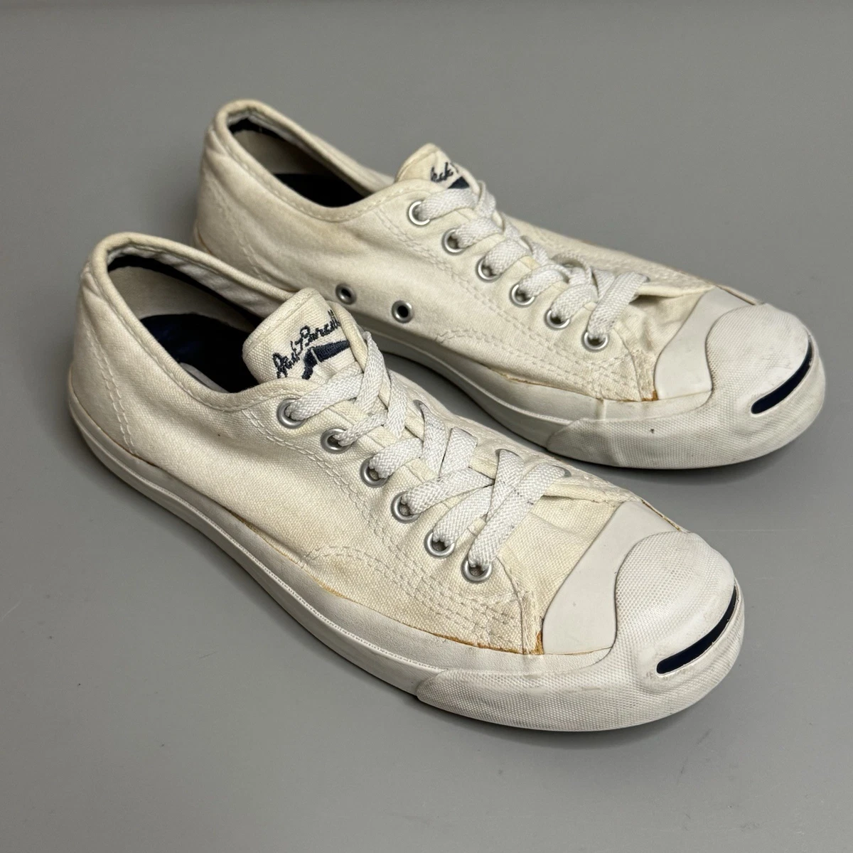 Vintage Converse Jack Purcell Schuhe Herren Größe 6 Damen 7,5 weiß niedrige Turnschuhe