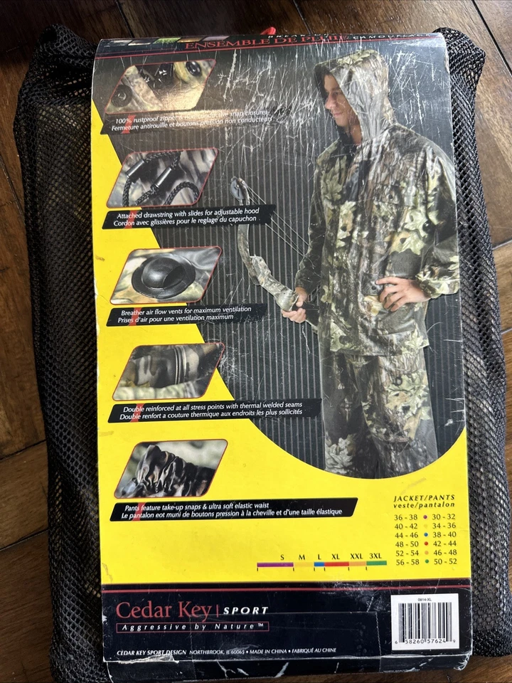 Cedar Key 2pc Mossy Oak Break Up Mens XLarge Jacket & Pants New - Image 2 of 2