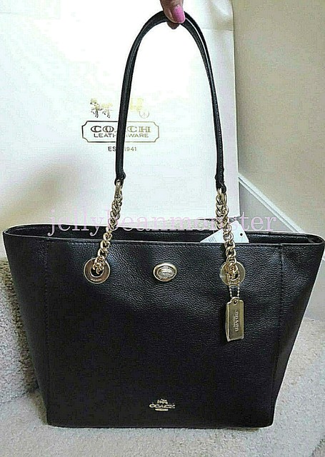 coach women's turnlock tote handbolsa black