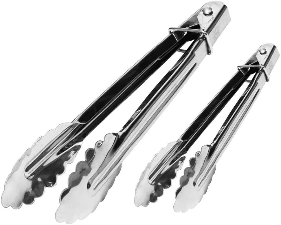 2x Stainless Steel Salad Tongs BBQ Kitchen Cooking Food Serving Bar