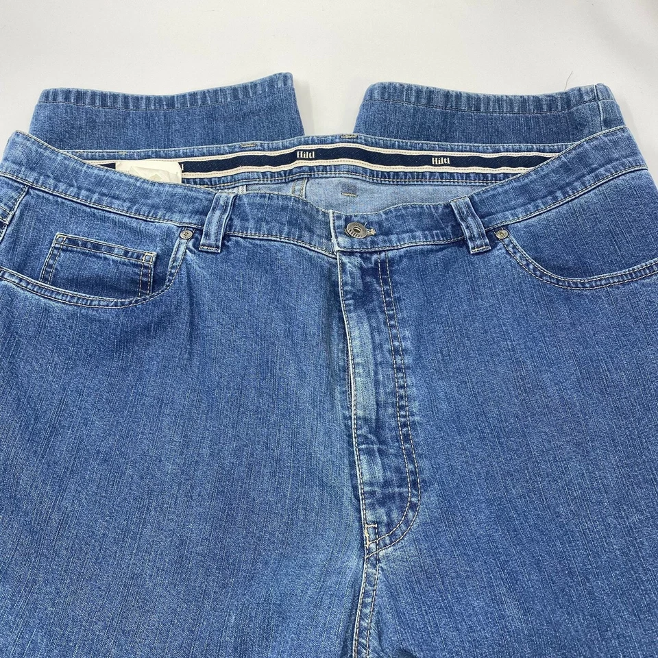 Hiltl Mens 42x25 Blue Medium Wash Wide Leg 5 Pocket Jeans - Image 2 of 4