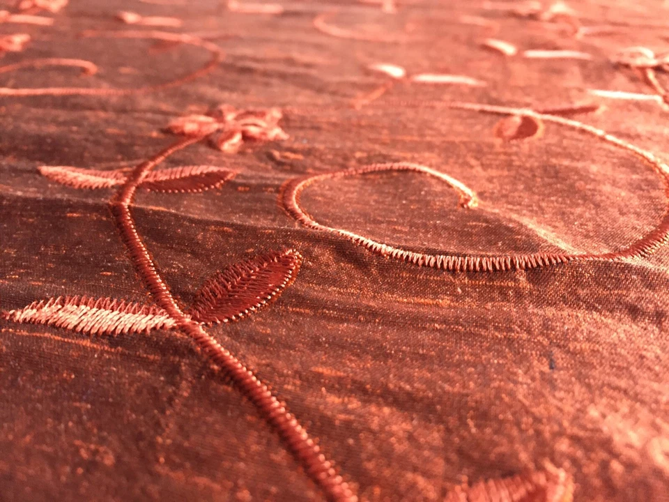 100% Pure Silk Dupioni Fabric 3D Embroideries 55” X 19”+ Christmas Holiday Deco - Image 3 of 4