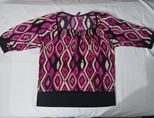Gitano Blouse Women's Plus Size 18/20 Purple, Beige, Black 3/4 Sleeve NWOT
