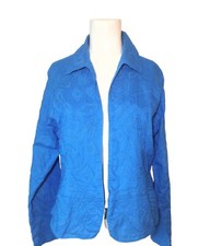Chicos Geometric Open Front Blazer Top Size 1 Med Embroidered Coastal Textured