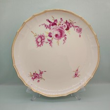 Meissen runde Schale &Oslash; 27,7 cm florale Cama&iuml;eu-Malerei purpur,Zahnkante