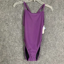 Sporti 1 Pc Bathing Suit NWT Padded Bra High Leg Thin Strap Purple Sz 32