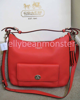 COACH 22381 LEGACY LEATHER COURTENAY HOBO BAG PURSE Bright Coral