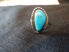  601--VINTAGE STERLING SILVER TURQUOISE RING-925--SIZE 6 1/2