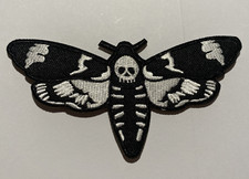 Moth with Skull Face Embroidered Patch 4.5"x2.25"