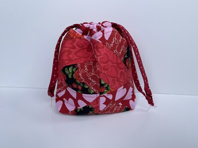 Project Bag Knitting Crochet Tote Yarn Organizer Storage Red Drawstring